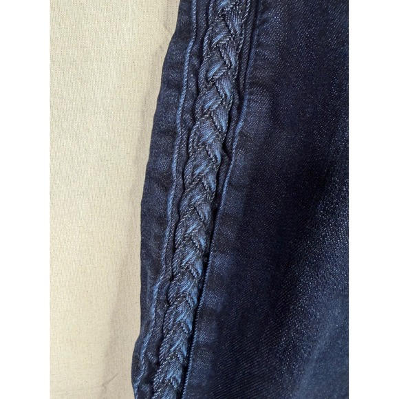 Judy Blue Braided Side Hight RIse Cropped Jeans size 14W Dark Wash Blue - Picture 6 of 11